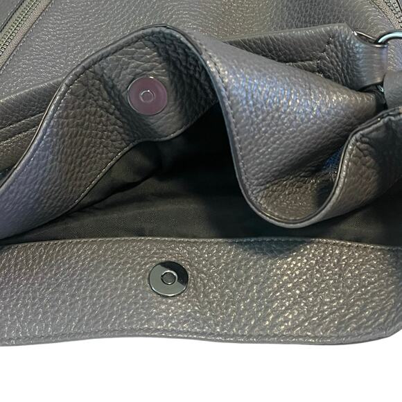 NWT Rebecca Minkoff Moto Double Zip Leather Hobo Shoulder Bag Purse Gray - Picture 11 of 16